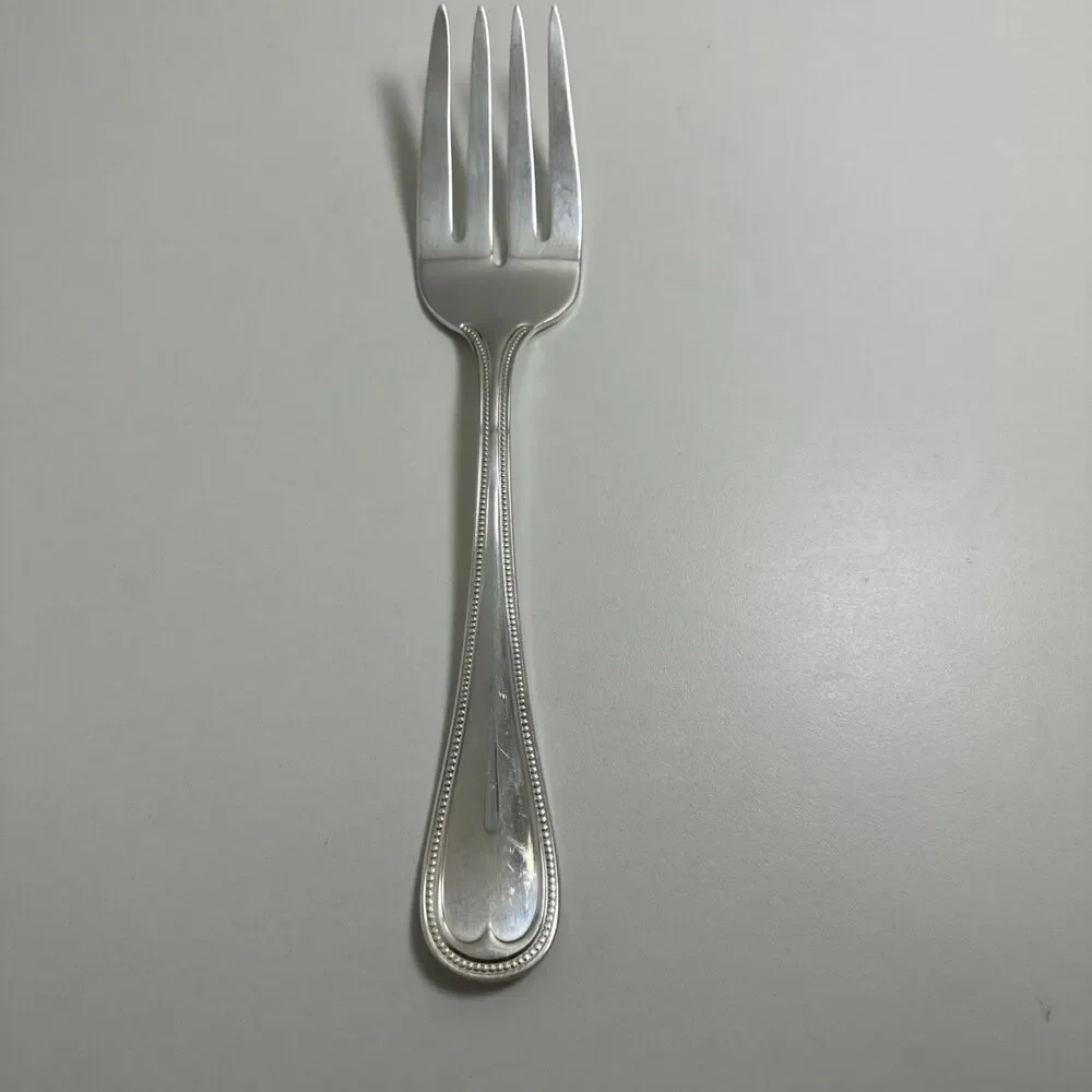 Reed & Barton Beaded English Gentry Silverplate Cold Meat Serving Fork 8-1/2
